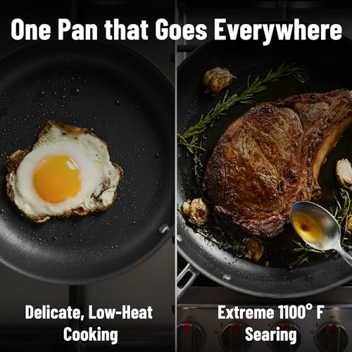 Image of Misen Carbon Nonstick Skillet - Nitrided Carbon Steel - Professional Alternative to Teflon - 1100F High Heat Ready - Easy Release - Induction, Oven, & Grill Safe - 10 Inch