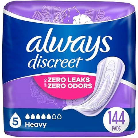 Always Discreet Adult Incontinence & Postpartum Incontinence Pads for Women, Heavy Absorbency 48 Count x 3 Packs (144 Count total) (Packaging May Vary) Cover