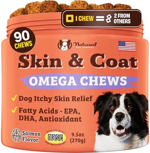 Natural Dog Company Skin & Coat Supplement for Dogs – Omega 3 Sal...