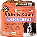 Natural Dog Company - Skin & Coat Omega Supplement | Supports Healthy Shiny Coats, Relieves Dry, Itchy Skin | Salmon & Pea Flavor - 90 Chews