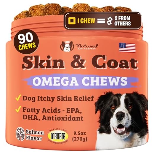 Natural Dog Company Skin & Coat Chews | Salmon & Peas Flavor | Allergy Relief Dietary Supplements | All-Natural & Organic | with Biotin, Vitamin C & E | Works Well for Itchy Skin and Irritation