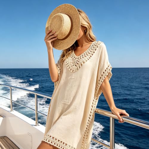 Image of Bathing Suit Cover Up for Women,V-Neck Summer Swimsuit Coverups Loose Swimwear Beach Dress for Pool Sea Party