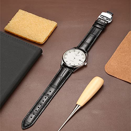 Moran Quick Release Leather Watch Bands Deployment Butterfly Buckle 18Mm 20Mm 22Mm 24Mm Blue Black Brown Calfskin Replacement Watch Strap For Men & Women #TOP1