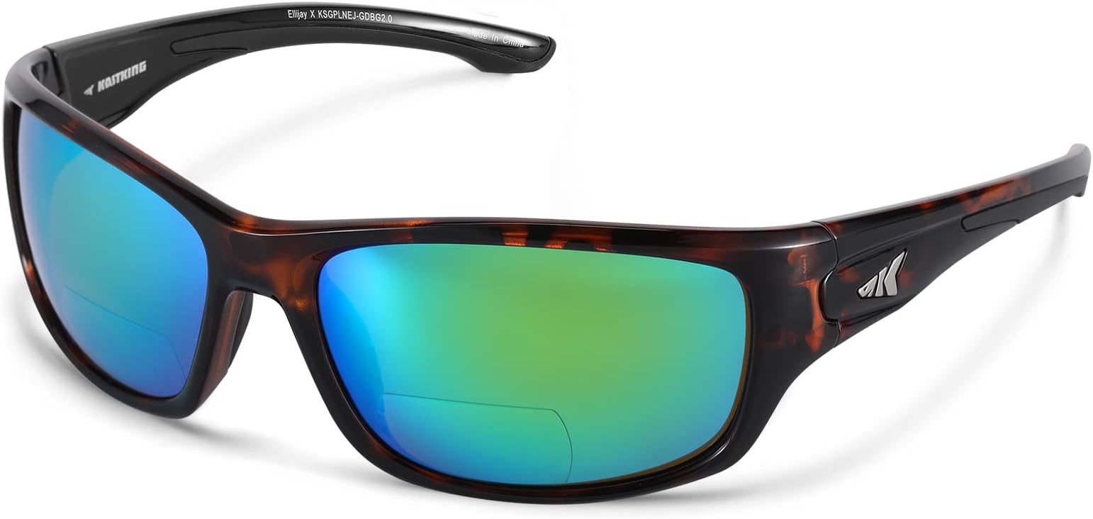 KastKing Ellijay Bifocal Polarized Sunglasses, Bi-Focal x1.5 x2.0 x2.5 Magnifications, Wrap Sport Reader Sunglasses