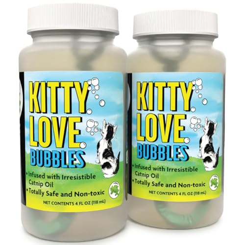 Kitty Love Bubbles: 2 Pack Catnip Scented - 4oz Bottles, Catnip Infused Long Lasting Bubbles for