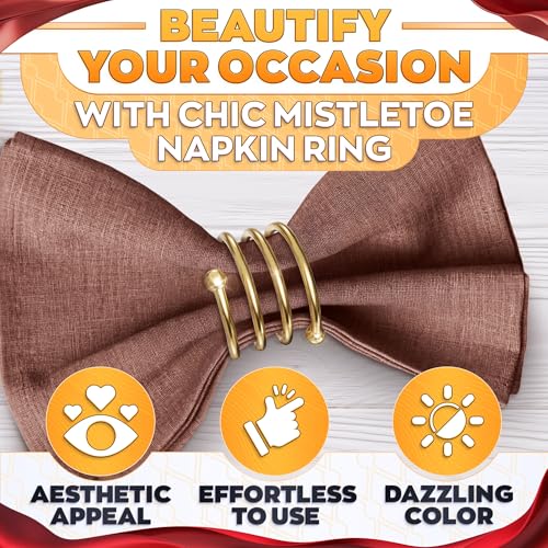 Gold Napkin Rings Set of 8 - Easter Napkin Rings with Elegant Spiral Design | Durable Metal & Shiny Gold Finish | Great for Weddings, Holidays & Everyday Use | Festive Easter Holiday Table Decoration - Thumbnail 4