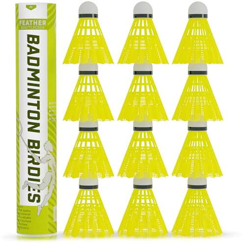 EAGLES Badminton Birdies - Plastic Bedminton Shuttlecocks for Baseball/Softball Batting Training - Backyard Sports Games Shuttle Balls for Indoor and Outdoor Matches ~ Yellow