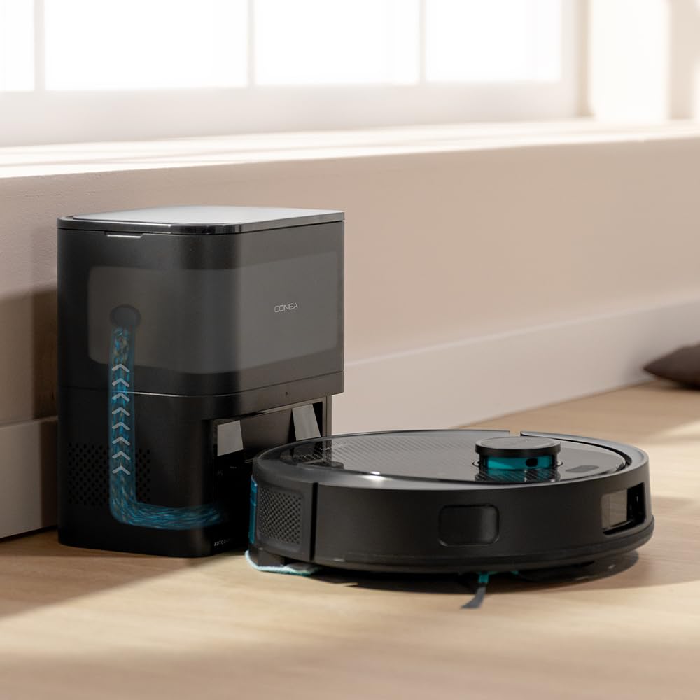 Cecotec Robot Aspirateur et Laveur de Sols avec Base d'Auto-vidage et IA Conga Y80 X-Treme. Navigation Laser et Intelligence Artificielle, 13000Pa, Base de 2,5L, Autonomie jusqu'à 220m²,App 3.0
