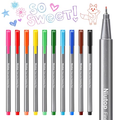 Niutop 663306 Cute Colored Pens, 10-Color Aesthetic Felt Drawing Pens Fine Tip Markers, Bible Accessories Journaling Marker Pen Set thumb #8