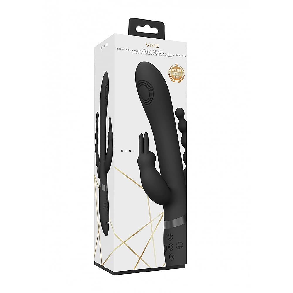 Shots Vive - Rini Pulse Wave & Vibrating Double Penetration Rabbit - Black