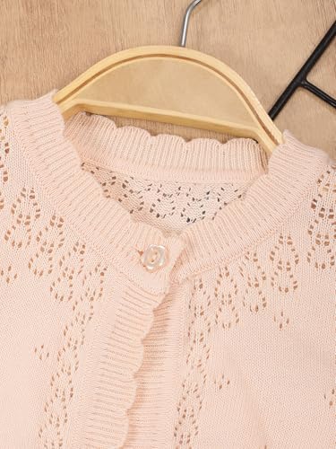 Image of Danny D Toddler Girls Open Front Shrug Cardigan Children Knit Long Sleeve Bolero with Button Closure for 2Years-7Years