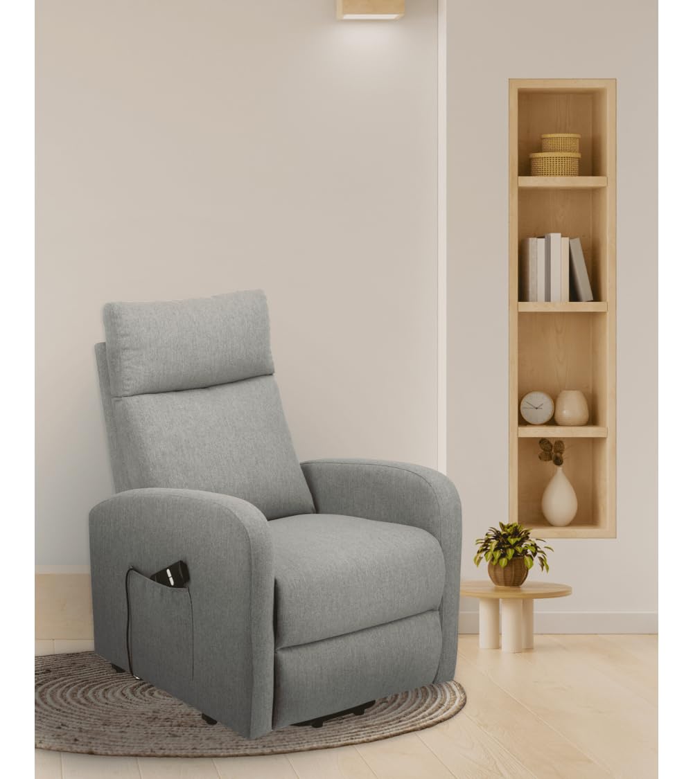 SWEET SOFA® Sillón Reclinable eléctrico Luna con Sistema Power Lift, 101x85x65 cm, Sofá Individual, Sillón Relax para Adultos, Elevador de Asistencia, Ajuste de Inclinación Automático, Color Gris
