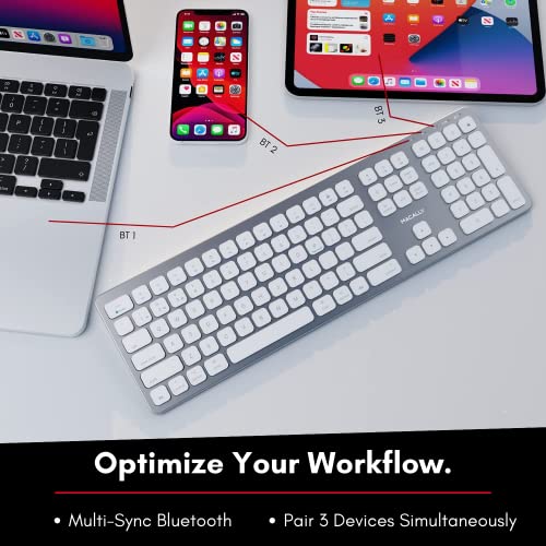 Macally Premium Wireless Bluetooth Keyboard For Mac, Imac, Macbook, Mac Pro - Compatible Apple Wireless Keyboard For Mac Mini, Macbook Pro/Air Laptop - Rechargeable Full-Size Wireless Mac Keyboard #TOP2