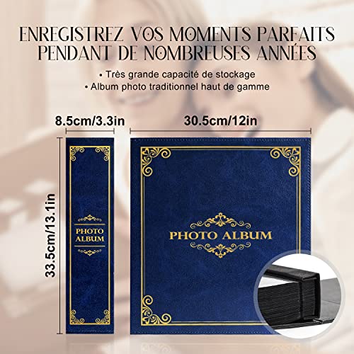 Lanpn Traditional Photo Album 4X6 600 Pockets, Large Capacity Classic Vintage Pictures Albums Holds 600 Vertical Horizontal 4X6 Pictures Blue #TOP1