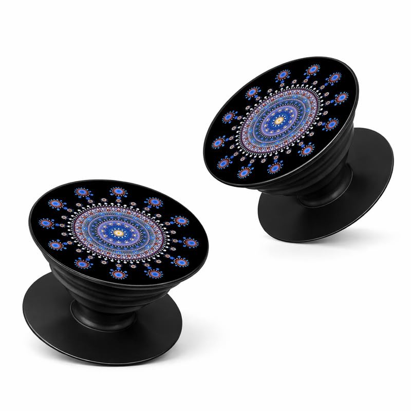 Image of Phone Case Holder | Expanding Kickstand, Mobile Phone Hold Grip for iPhone, Samsung, OnePlus & All Smartphones - Mandala (Blue)