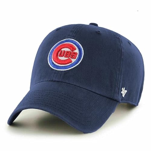 47 Brand MLB Alternate Color Primary Logo Clean Up Adjustable Baseball Cap Hat, Adult One Size Fits All (US, Alpha, One Size, Chicago Cubs - Navy, Chicago Cubs)