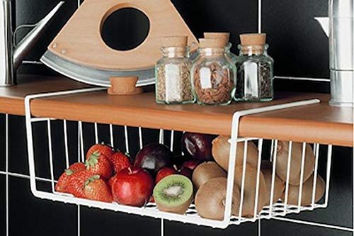 Image of Go Hooked 16 Inch Under Shelf Basket White Powder Coated Iron Space Saving Versatile Heavy Duty Sleek and Sturdy Efficient Compact and Durable Modern Robust Elegant Set of 3