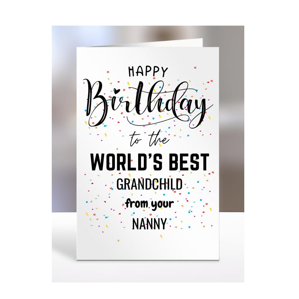 GRANDCHILD birthday card from NANNY, gifts for men, women, greetings card, happy birthday presents for, A5-84a_209