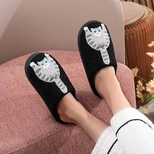 Image of LNERIP Slippers Winter Womens Mens Fluffy Plush Slippers Animals Cute Cartoon House Slippers Cuddly Warm Shoes Indoor Outdoor Girls Women