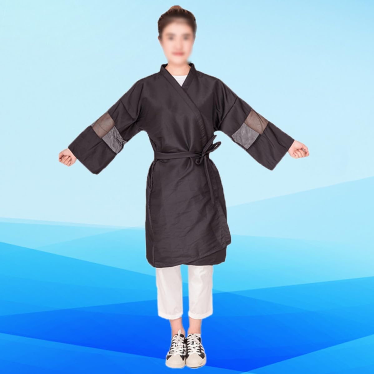 Uonlytech Kimono Special to Keep Practical Clothing Design Material Fiber Style Cape Cutting Gown with Mesh Dry Clean Barber Hair and Salon and Perming Use