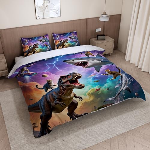 Parure de lit dinosaure 220x240 100% microfibre idée cadeau lit double