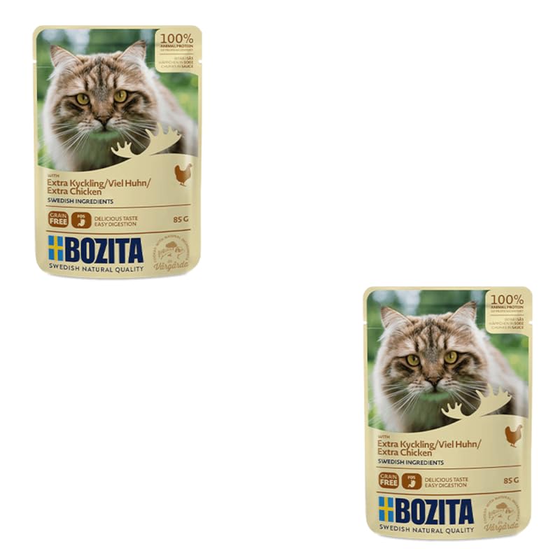 Bouchées en sauce Bozita au poulet pour chat | Le repas sans céréales pour des matins pleins d'énergie