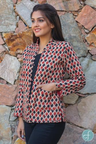 Image of Reversible Jacket for Women | Double Sided Quilted Jacket | Reversible Winter Jacket for Women | Stylish Ethnic Printed Jacket | Warm & Comfortable Casual Outerwear