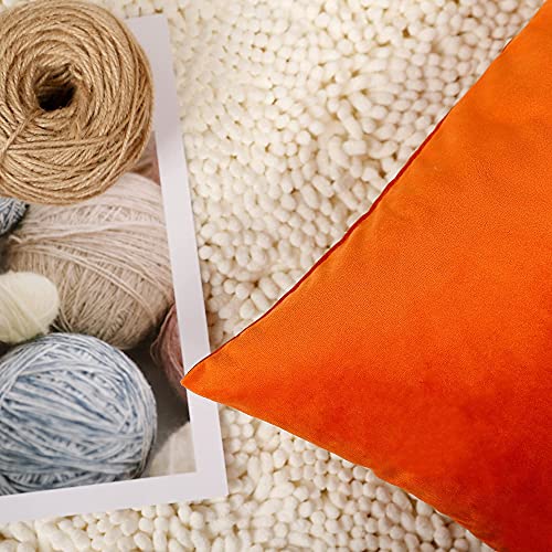 Mzpso Pack Of 2, Velvet Super Soft Solid Decorative Square Throw Pillows Covers Set Cushion Case For Sofa Bedroom Car 18 X 18 Inch 45 X 45 Cm Orange #TOP4