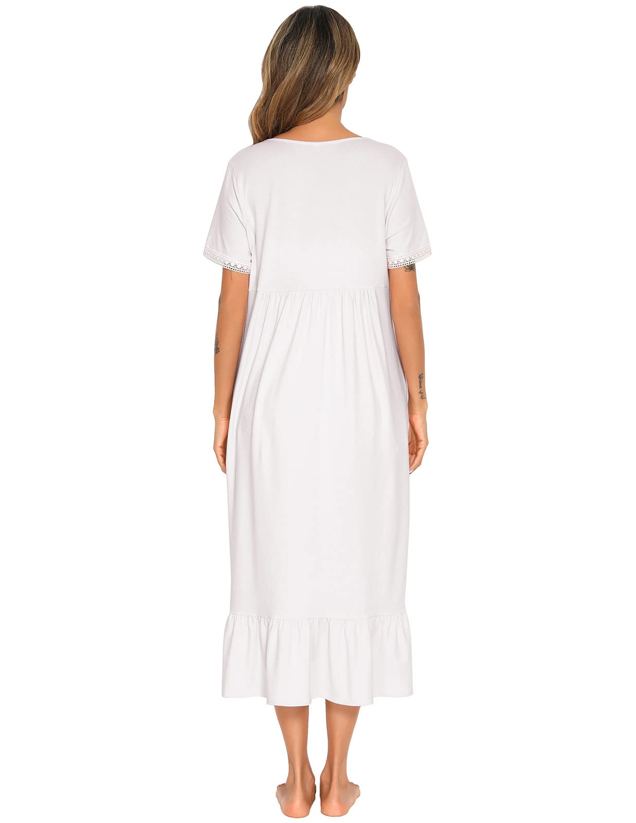 Verve Jelly Camicia da Notte da Donna Vintage vittoriana a Maniche Lunghe in Cotone Pigiama Pigiama Vestito Leggero e Morbido per la casa