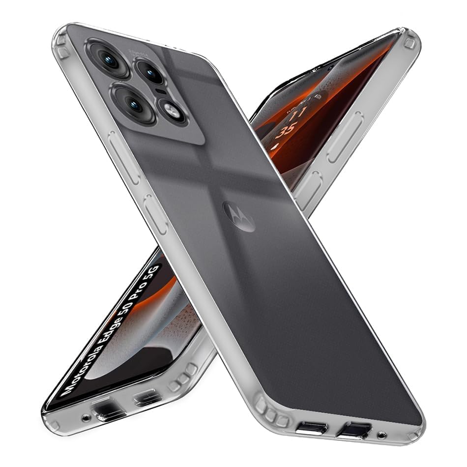 Image of COVERBLACK Soft Rubber Back Cover Compatible Model for Motorola Moto Edge 50Pro 5G - Transparent