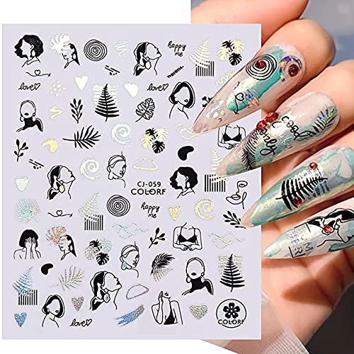 Summer Nail Stickers, Holographic Beach Nail Decals 3D Self -Adhesive Palm Tree Mermaid Tropical Ocean Animal Summer Nail Design Laser Palm Tree Nail Art Stickers Diy Nail Decoration For Women Girls(8Sheets) #TOP5
