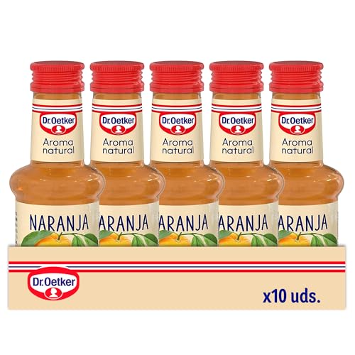 DR. OETKER - Aroma Natural de Naranjas Pack 10 Uds x 35 ml, Esencial Natural Líquida, para Postres y Batidos, Aroma de Naranja a partir de Limones Selectos, Sabor Cítrico