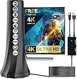 TV Antenna Indoor, Antenna for Smart TV Antenna for Local Channels, Support 4K 1080p with Signal Booster, All Older TV's -Signal Booster 16FT Coax HDTV Cable, Long Range HD Reception-Black Medium