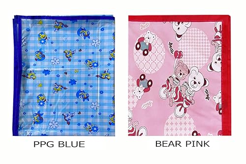 Image of EcoSoft Plastic Sheet,PVC Sheet for Kids,Rubber Sheet for Babies,Bed Wetting Protector(90 x 135 cm) (Pink Bear & Blue PPG)