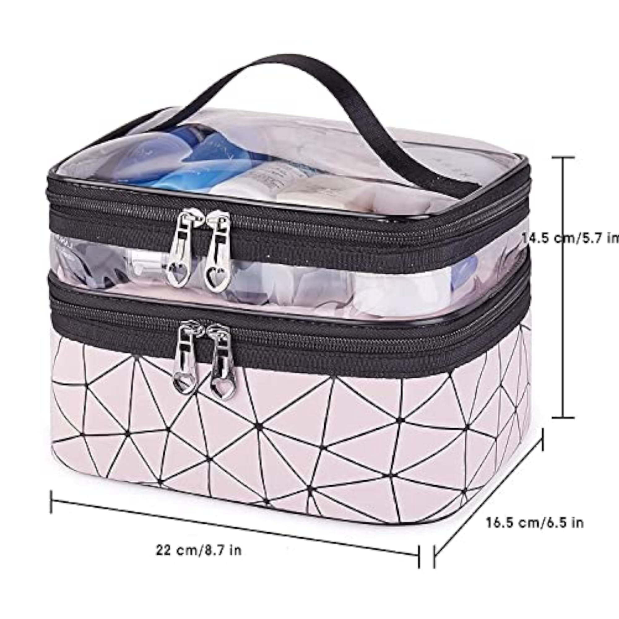 2 Layer Cosmetic Portable Bag with Transparent Cases