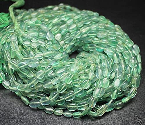 Fluorite verte perles ovales lisses LKBEADS haute clarté pour joaillerie