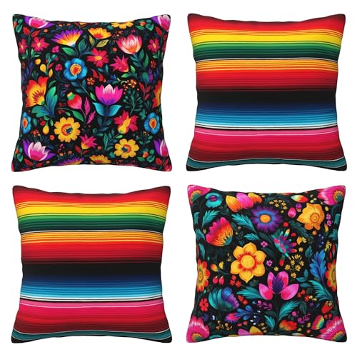 Zntuv Mexico Flowers Pillow Covers
