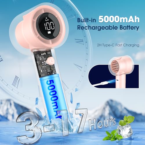 Image of 1-100 Speed Portable Handheld Turbo Fan, 【15000RPM】Ultra High-speed,Personal Hand Held Travel Fans,5000mAh Battery Rechargeable Mini Fans,Digital Display,Small Pocket Fan for Summer Essential Gift
