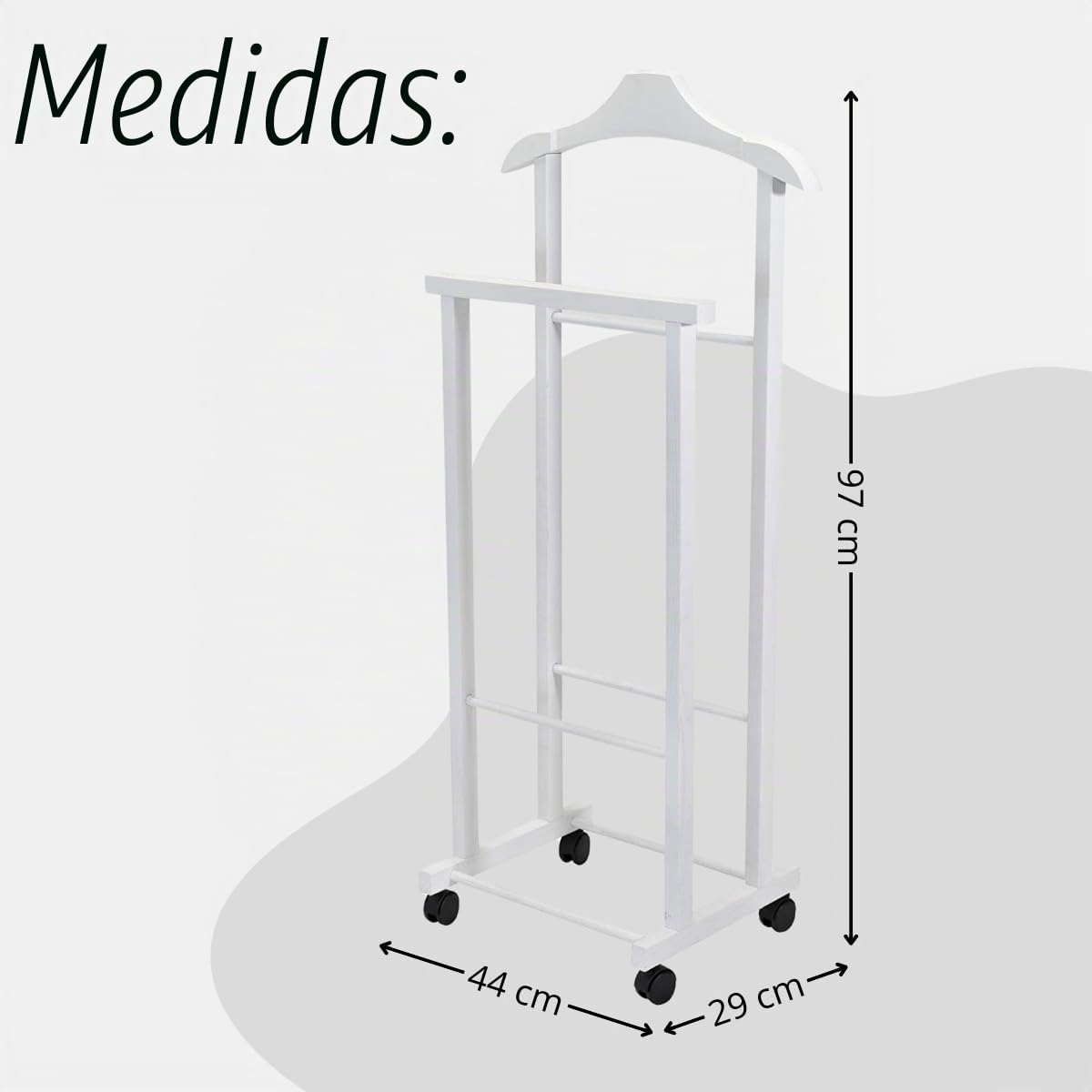 Tomaino - Galán de noche Ambrogio de madera de haya – Perchero de dormitorio multifuncional que ahorra espacio – Galán de dormitorio para ropa y accesorios – Blanco