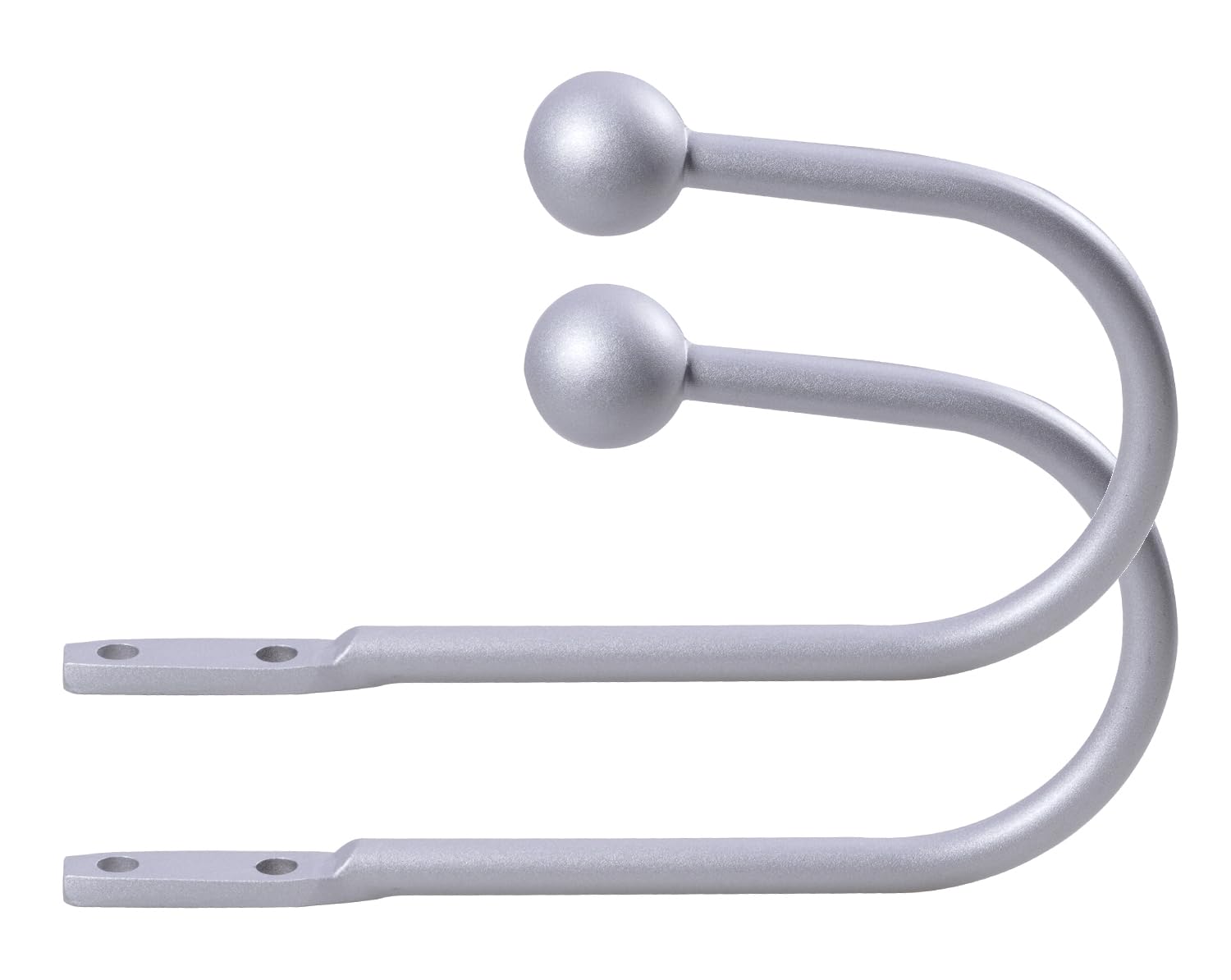 Lister Cartwright Matt Silver (Ball Finial) Curtain Hold Backs 2 X Metal Curtain Holdback Decorative Drapery All Fixing Included (Matt Silver, Ball)