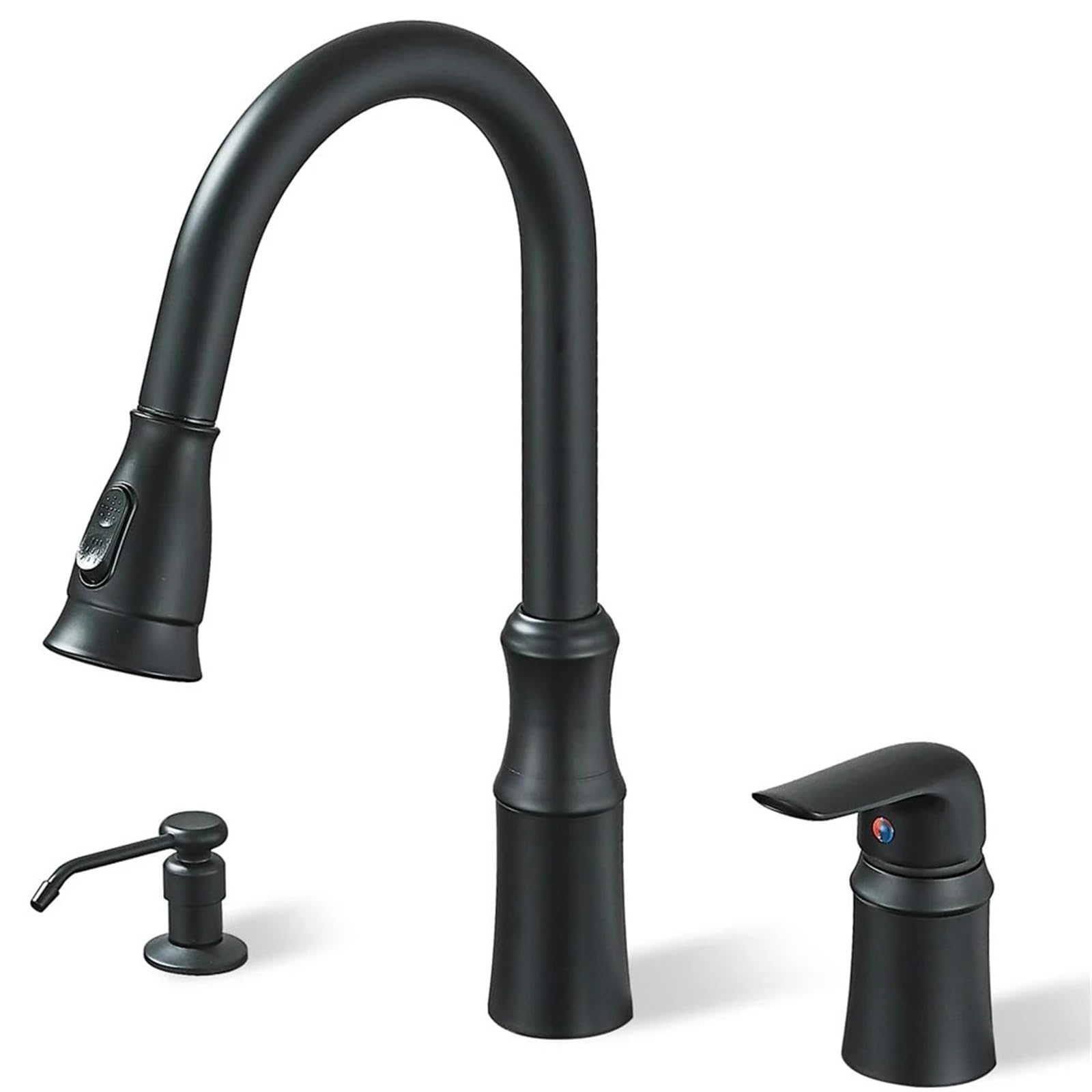 ZYCHSJXA Kitchen Sink Faucet,3 Hole Faucets With Pull Down Sprayer,Kitchen Soap Dispenser Oulantron 2 High Arc