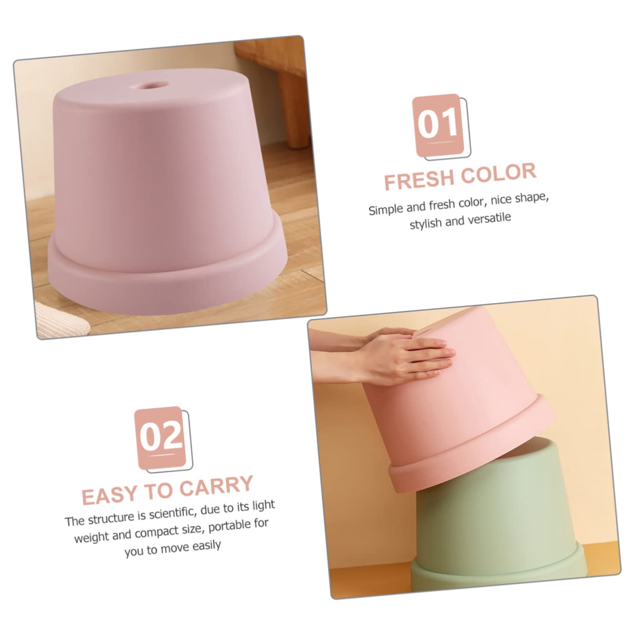 Sgabello Antiscivolo Per Ragazzo Ragazza Plastica Sgabello Da Sedere Leggero e Impilabile Design Compatto Per Bagno e Cucina Resistente e Stabile