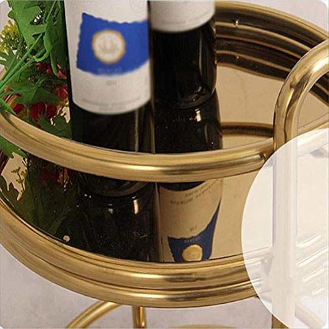 Storage Rack Service Trolley Kitchen Trolley Island Trolley 2-Tier Frame Round Utility Trolley Handle Guard Rail Universal Wheels Commercial 3 Sizes (A 40 X 68 Cm)-ED77xgG4