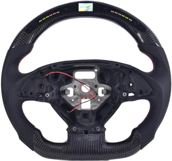 Carbon Fiber Steering Wheel for Chevrolet Corvette C7 2014-2018, LED Shift Indicator Racing Display, D-shaped Flat-bottom Nappa Leather Grip
