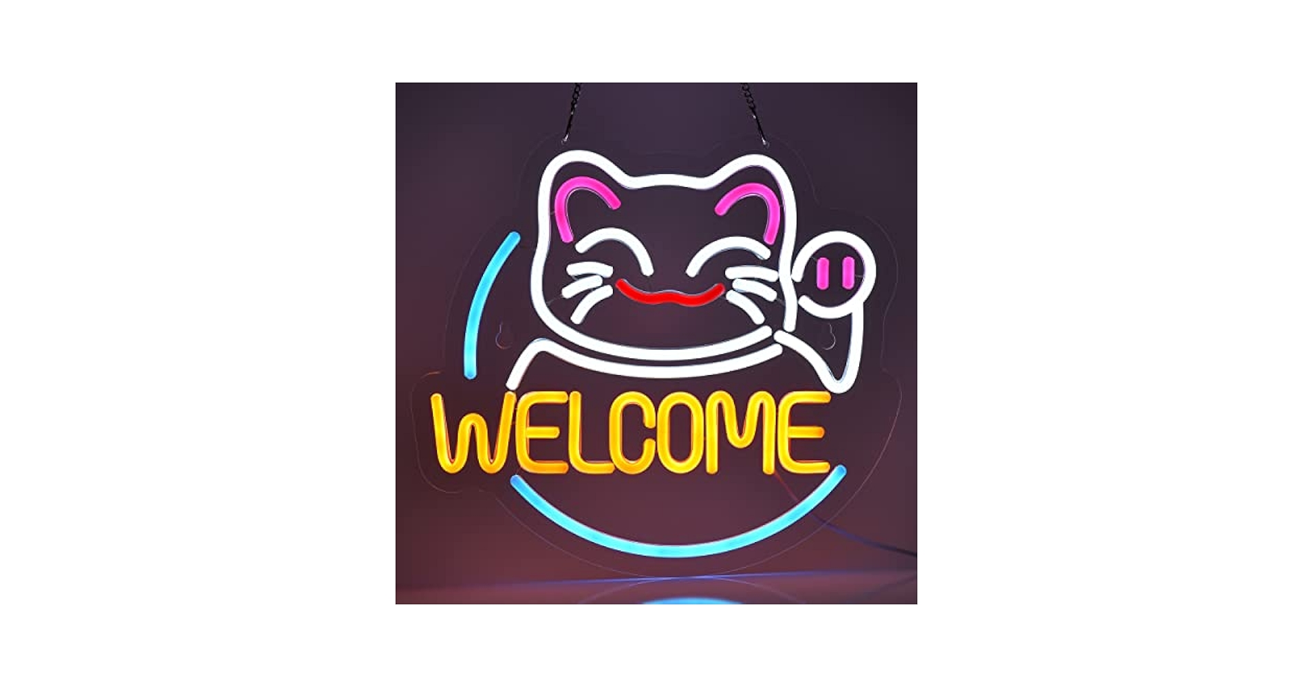 【新品】ネオン看板 WELCOME 招き猫 LEDライト Amazon | JOMOBUTY ネオンサイン 招き猫Welcome 多階段調光可