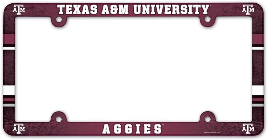 WinCraft Texas A&M Aggies Official NCAA 12 inch x 6 inch Plastic License Plate Frame 900708