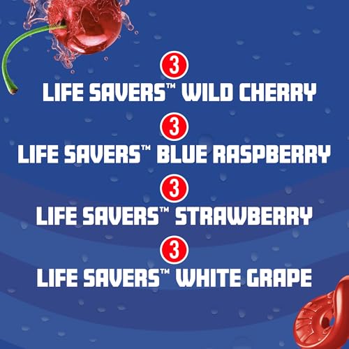 Image of Sparkling Ice LIFE SAVERS Red, White and Blue Variety pack, Zero Sugar Flavored Sparkling Water, with Vitamins and Antioxidants, Low Calorie Beverage, 17 fl oz Bottles (Pack of 12)