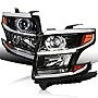 Spec-D Tuning LED Light Bar Black Housing Clear Lens Projector Headlights Compatible with 2015-2020 Chevy Tahoe, Suburban Left + Right Pair Headlamps Assembly