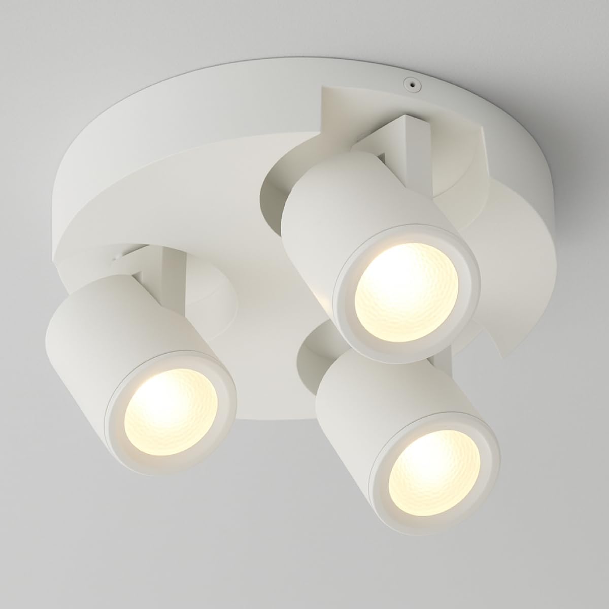 CGC Lighting Modern Round Ceiling Wall LED Spotlights Adjustable Light Surface Mount (White, Triple)