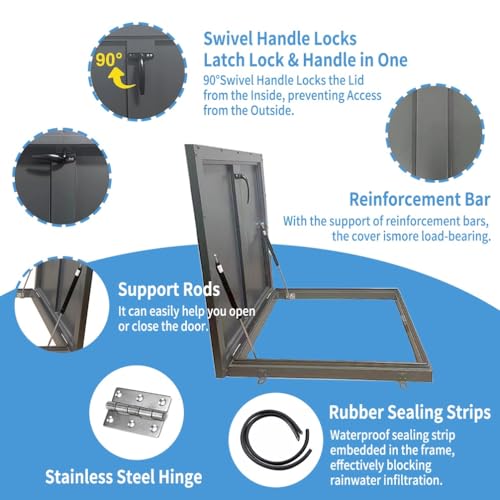 Trappe de toit étanche à la pluie avec vérin et joint pour accès grenier - 6